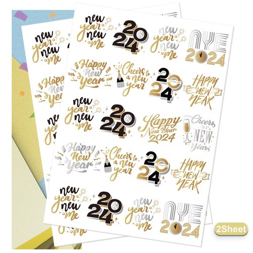 AOYOO New Years Eve Party Supplies Tattoos - 40 Glitter Styles, Black and Metallic Gold Temporary Tattoos, NYE Party Favors, Happy New Year Decorations, NYE 2024 Decor