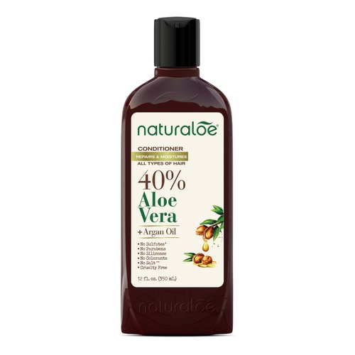 Naturaloe - Repairs & Moistures Conditioner - 100% Vegan Formula Infused with 40% Aloe Vera Gel + Argan Oil, EcoFriendly, Cruelty Free, No Parabens, No Silicones - 12 fl oz