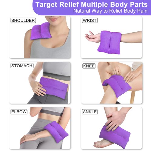 Atsuwell Microwave Heating Pad for Pain Relief, 6 x 11 Heating Pad Microwavable for Cramps, Neck and Shoulders, Knee, Muscle Ache, Joints, Back Pain, Moist Heat Pack for Warm Compress, Purple