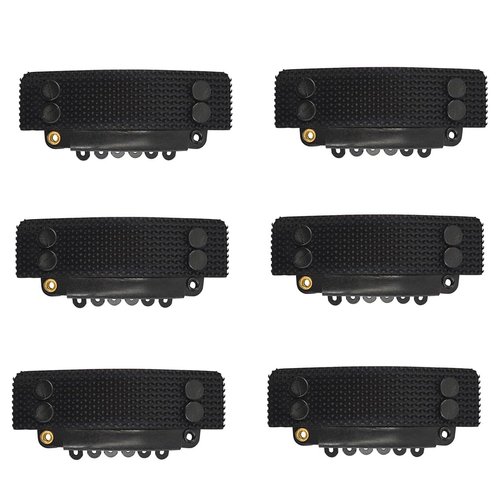 6 Pcs Stickable Wigs Clips U-Shape Snap Clips 32mm 6-Teeth Hair Extensions Clips with Rubber for Hair Extensions (Black)