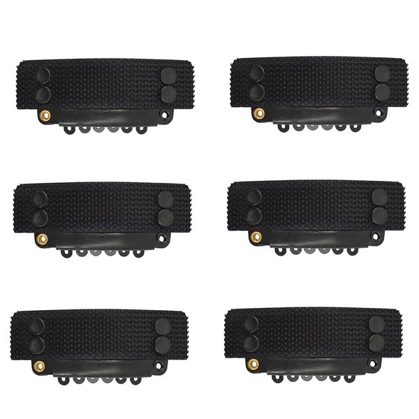 6 Pcs Stickable Wigs Clips U-Shape Snap Clips 32mm 6-Teeth Hair Extensions Clips with Rubber for Hair Extensions (Black)