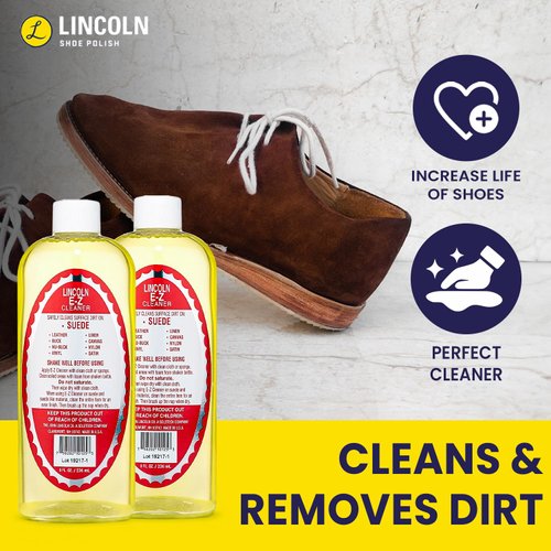 Lincoln EZ Cleaner Suede and Nubuck Cleaning Kit | 8oz Cleaner, Suede Eraser, and Suede Cleaning brush | 4 Piece Set
