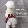 KYEESE Dog Sweater Dress for Small Dogs with Bowtie Buffalo Check Red Turtleneck Dog Pullover Knitwear Puppy Sweater Beige