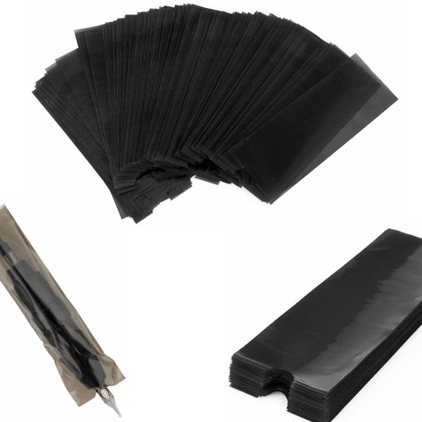 Machine Pen Covers,KingWei 200Pcs 1.8x4.7 Inch Size Disposable Machine Pen Bags Machine Pen Hand Grip Sleeves (Black)