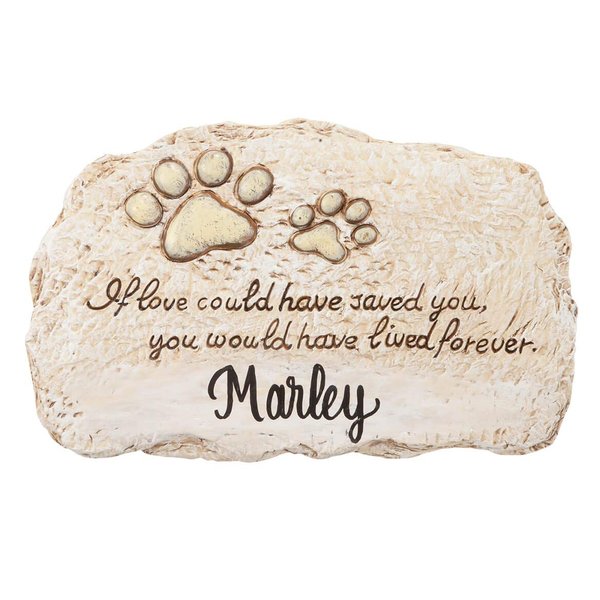 Fox Valley Traders Personalized Forever Pet Memorial Garden Stone, Customized Indoor/Outdoor Décor, Crafted with 100% Resin, Loss of Pet Sympathy Gift – Measures 12” Long x 7 ½” Wide x ½” High