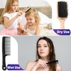 Bsisme Hair Brush-Boar Bristle Hairbrush with Detangling Pins Wooden Paddle Detangler Hairbrush for Women Men Reduce Frizz Dry Restore Natural Shine