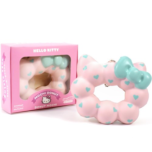 Hamee Hello Kitty Cute Mochi Donut SquiSHU Squishy Toys - Slow Rising Squishy Toy Keychain for Party Favors, Stress Ball, Birthday Gifts, Kawaii Squishy for Kids, Girls, Boys, Adults - Pink