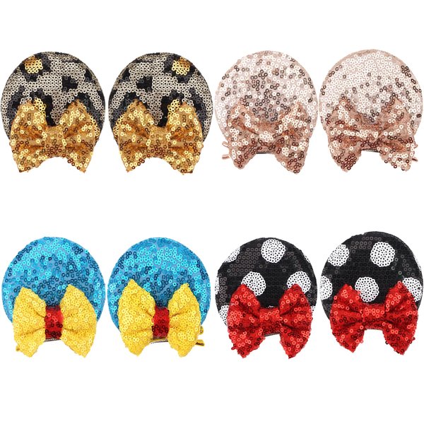 JOYOYO Sequin Mouse Ears Hair Clips,Glitter Hair Bows Cute Mice Ears Hair Clips Barrettes for Women Girls Hair Accessories for Costume Party Favor Halloween Christmas Decoration
