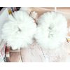 Faux Fur Hair Scrunchies, Pom Pom Hair Tie Furry Hair Bands with Faux Rabbit Fur Fluffy Elastic Hair Bobbles Ponytail Holders Girls Women Hair Accessories (white)