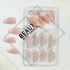 Pink French Tip Press on Nails Medium Almond Fake Nails Press ons with Chrome Designs Glossy Full Cover False Nails Mirror Cute Nail Tips Glue on Acrylic Nails for Women Manicure 24Pcs