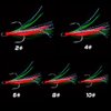 AMHDV Feather Fishing Hooks Strong Treble Hooks Size 2 4 6 8 10 (Pack of 20) (Red and green, 2#)