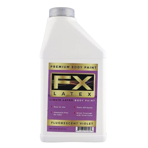 Liquid Latex Fashions- Ammonia Free Natural Face paint for Kids and Adults, Ideal for Art, School Plays, Cosplays and Concerts, Fluorescent Violet- 16 oz
