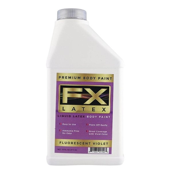 Liquid Latex Fashions- Ammonia Free Natural Face paint for Kids and Adults, Ideal for Art, School Plays, Cosplays and Concerts, Fluorescent Violet- 16 oz