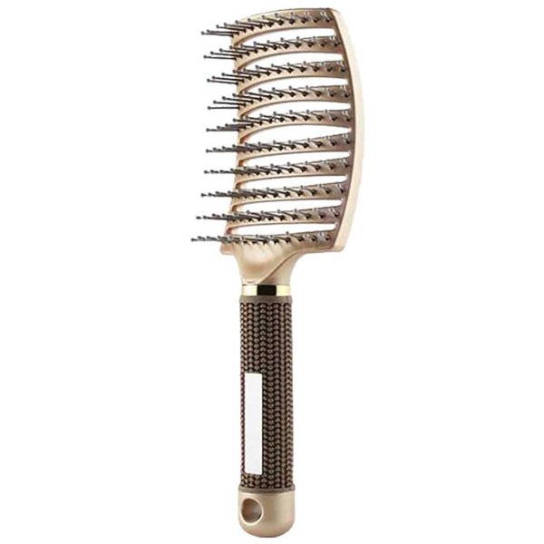 Vented Curved Detangling Brush Paddle Brush for Blow Drying, Anti-frizz Styling Hairbrush for Curly Fine Wavy Natural Tangled Hair, Wet or Dry Use