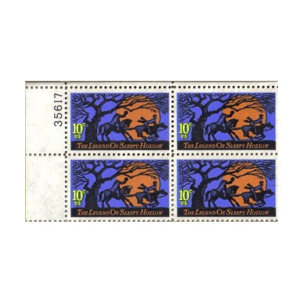 #1548-1974 10c Legend of Sleepy Hollow U. S. Postage Stamps Numbered Plate Block (4)