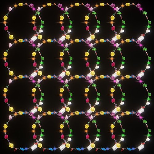HKZTUY 20pcs LED Flower Crown Headband, Halloween Light Up Flower Headbands for Women, Garlands Glow in The Dark Floral Wreath Crowns