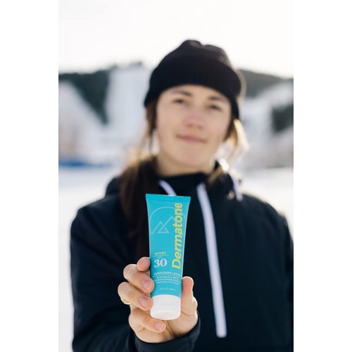 Dermatone Sport Sunscreen Lotion SPF 30 | Water Resistant (80 min), Oxybenzone and Octinoxate Free Sunscreen for Body and Face | Moisturizing Broad Spectrum UVA/UVB Protection SPF Lotion | 3oz