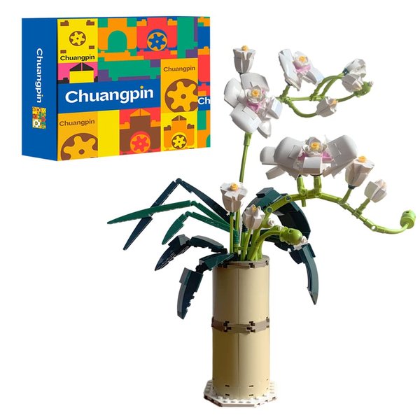 CHUANGPIN Orchid Flower Bouquet Building Kit Compatible with Lego Ideas for Adults,Bonsai Tree Creative Building Project for Adults and Women 588 Pieces