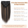 Goulus Human Hair Extensions Clip in 8PCS 120g Balayage Natural Black Mixed Chestnut Brown Remy Human Hair Clip ins Hair Extensions Real Human Hair Extensions(1B/6/1B,24inch)