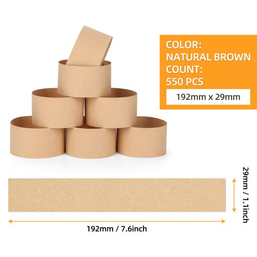 PONNOR Money Bands 550 Pack Blank Natural Kraft Brown Cash Bands Self Adhesive Currency Straps for Bill Wrappers Cash Organizer