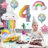 4th Birthday Decorations Girl, 8 Pcs 4 Balloons Birthday Foil Balloons with Rainbow Pink Star Pastel Round Balloons, Number 4 for Girls Birthday Party Baby Shower Supplies