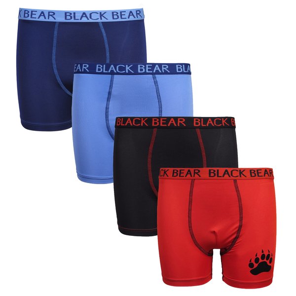 Black Bear Boys’ Underwear - 4 Pack Performance Compression Boxer Briefs (4-18), Size 8-10, Light Blue/Navy/Black/Red