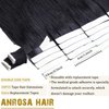 Anrosa Tape in Hair Extensions Human Hair Jet Black Color #1 Tape Hair Extensions Brazilian Hair 20pcs 50g Seamless Human Hair Extensions 14 Inch
