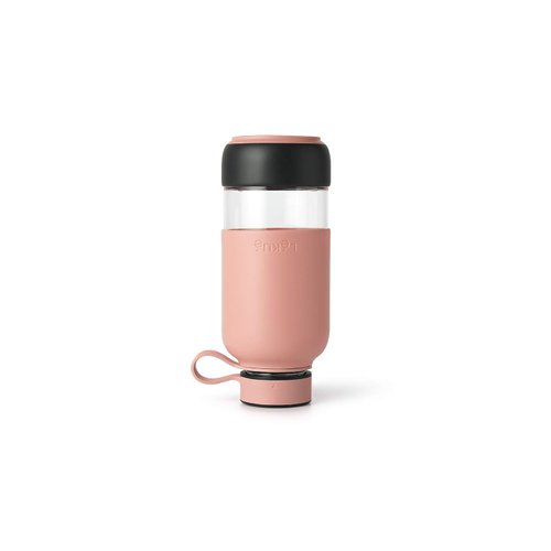 Lekue Bottle To Go Reusable Glass Water Bottle, Coral