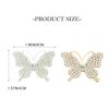 Bartosi Butterfly Hair Clips Gold Rhinestone Butterfly Hair Barrettes Bridal Hair Pins Hair Pieces Hair Accessories for Women and Girls (Pack of 2)