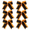8 Inch 2 Colors Cheerleader Bows 2 Layers 6 Pcs Ponytail Holder Cheerleading Bows Hair Elastic Hair Tie (Orange/Black)