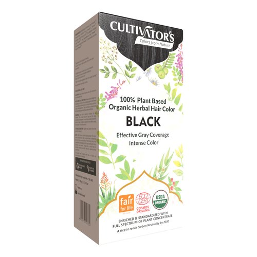 Cultivator's Organic Hair Color - Herbal Ammonia-Free Powder for Natural Hair Coloring for Women and Men, (Black) - 100g
