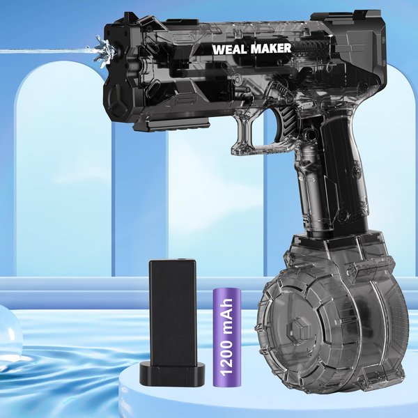 Strongest Electric Water Pistol with 400 Ammos, Beforalla Transparent Automatic Squirt Guns High Powered IP67 Waterproof, Bodinator Classic Water Gun Summer Pool Toys for Kid/Aldult