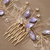 Bridal Wedding Crystal Hair Comb, Handmade Colourful Rhinestone Hair Clips Bridal Headpiece Sparkly Crystal Hair Pin Side Combs Hair Accessorie for Women Girls
