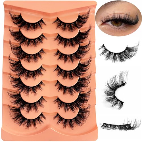 Yasnai Cat Eye Lashes False Eyelashes Volume Lashes Wispy Fake Lashes Natural Eyelashes 7 Pairs Pack 9D