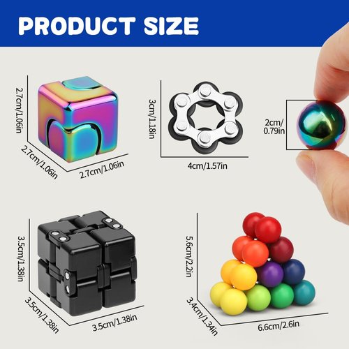 Fidget Spinner Pad Controller Infinity Cube Flippy Roller Chain Toy Pack for Adults, Metal Finger Hand Spinners Sensory Toys Cool Gadget Stress Anxiety Relief Birthday Gift Party Favor