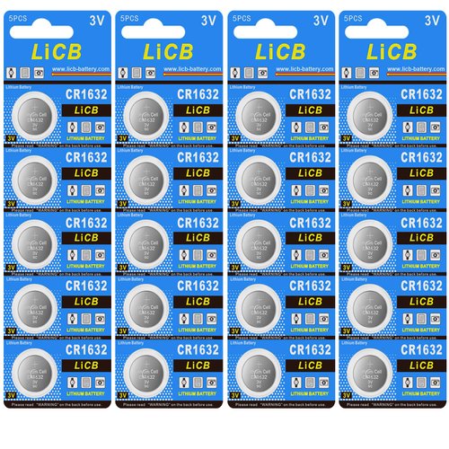 LiCB 20 Pack CR 1632 Batteries, Long-Lasting & High Capacity CR1632 Lithium Battery,3 Volt CR1632 Coin & Button Cell for Car Remote & Key Fob