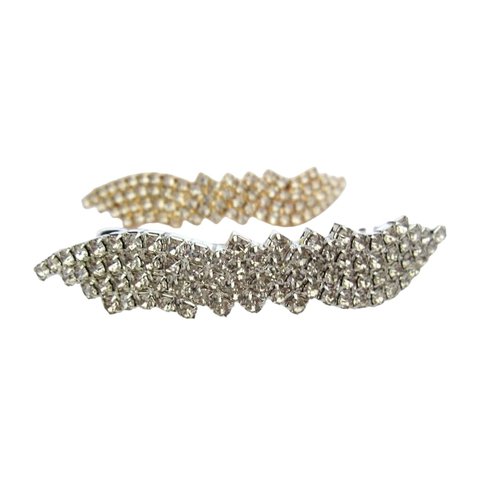Generic Crystal gold or silver curvy crystal hair barrette clip bridal clip bridal (Primary color: Silver), 1 Count (Pack of 1)