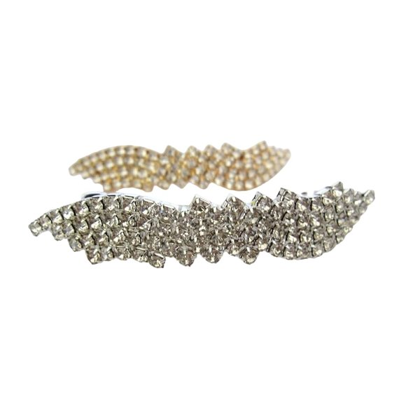 Generic Crystal gold or silver curvy crystal hair barrette clip bridal clip bridal (Primary color: Silver), 1 Count (Pack of 1)