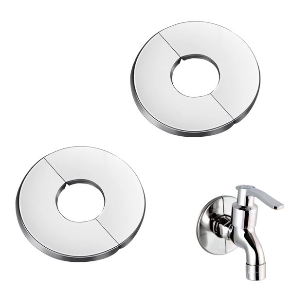 Faucet Escutcheons Stainless Steel Round Escutcheon Plate 1 Inch, Split Flange Plumbing Cover Plates (Silver-26mm, 2 pieces)