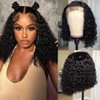 Water Wave Lace Front Wigs Human Hair 13X4HD Curly Bob Lace Front Wigs Human Hair Pre Plucked with Baby Hair Natural Black 180% Density Glueless Brazilian Virgin Human Hair Wigs for Women(16Inch)