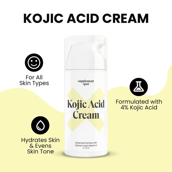 Supplement Spot Kojic Acid Face Cream for Dark Spots, Retinol A & Vitamin E Dark Spot Treatment for Women - Anti-Aging & Even Skin Tone – Natural Kojic Acid Cream for Women, 3.4 Oz - 2 Pack