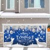 Trgowaul Christmas Garage Door Decorations, Blue Snowflake Holiday Large Christmas Garage Door Cover, Xmas Garage Door Banner, Happy New Year Outdoor Garage Party Supply Photography Background 7x16ft