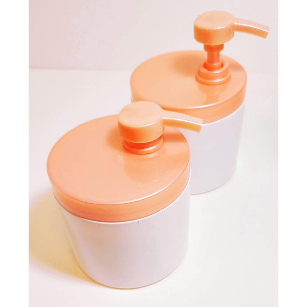 Lexon 2 pack of 13 Ounce Jar with Pump Plastic Container Refillable Liquid Massage Cream Moisturizer or Soap Dispenser