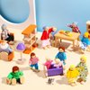 20 Pcs Wooden Dollhouse Family Set of 16 Mini People Figures and 4 Pets, Dollhouse Dolls Wooden Doll Family Cosplay Figures Accessories for Pretend Dollhouse Toy (Vivid Style)