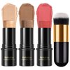 3 Pcs Face Contour Stick Kit, Matte Finish Face Stick Trio with Bronzer Blush Highlighter and Brush, Long Lasting Waterproof Cream Beauty Wand Makeup Set for Sculpt Glowing Face Look (#4, 10, 14)