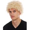 Wiwige Blonde Afro Wig for Men Short Curly Halloween Disco Rock Wig Heat Resistant Synthetic Wigs with Wig Cap