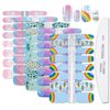 WOKOTO 5 Sheets Self-Adhesive Nail Art Polish Stickers Tips with 1Pc Nail File Unicorn Nail Wraps Decals Strips Set Manicure Accessories