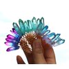 Handmade Natural Crystal Hair Comb Bridal Wedding Headwear Crystal Stone Hairpin Hair Clip Clamp Side Hair Combs for Women Hair Accessory (Blue)