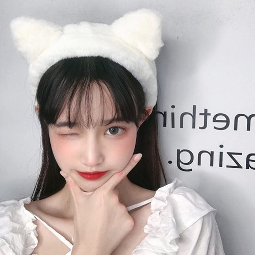minkissy Cat Ears Cat Ears Plush Cat Ear Headband, 2pcs Furry Cat Ear Hair Band Lovely Ears Hairband Face Washing Headband for Women Girls White Black Cat Ears Womens Headbands