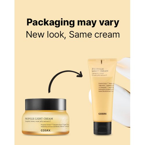 COSRX Full Fit Propolis Light Cream, 2.19 Fl.oz / 65ml, Propolis 64.5%, Hydrating Daily Day and Night Moisturiser, Korean Skin Care, Not Tested on Animals, Paraben Free